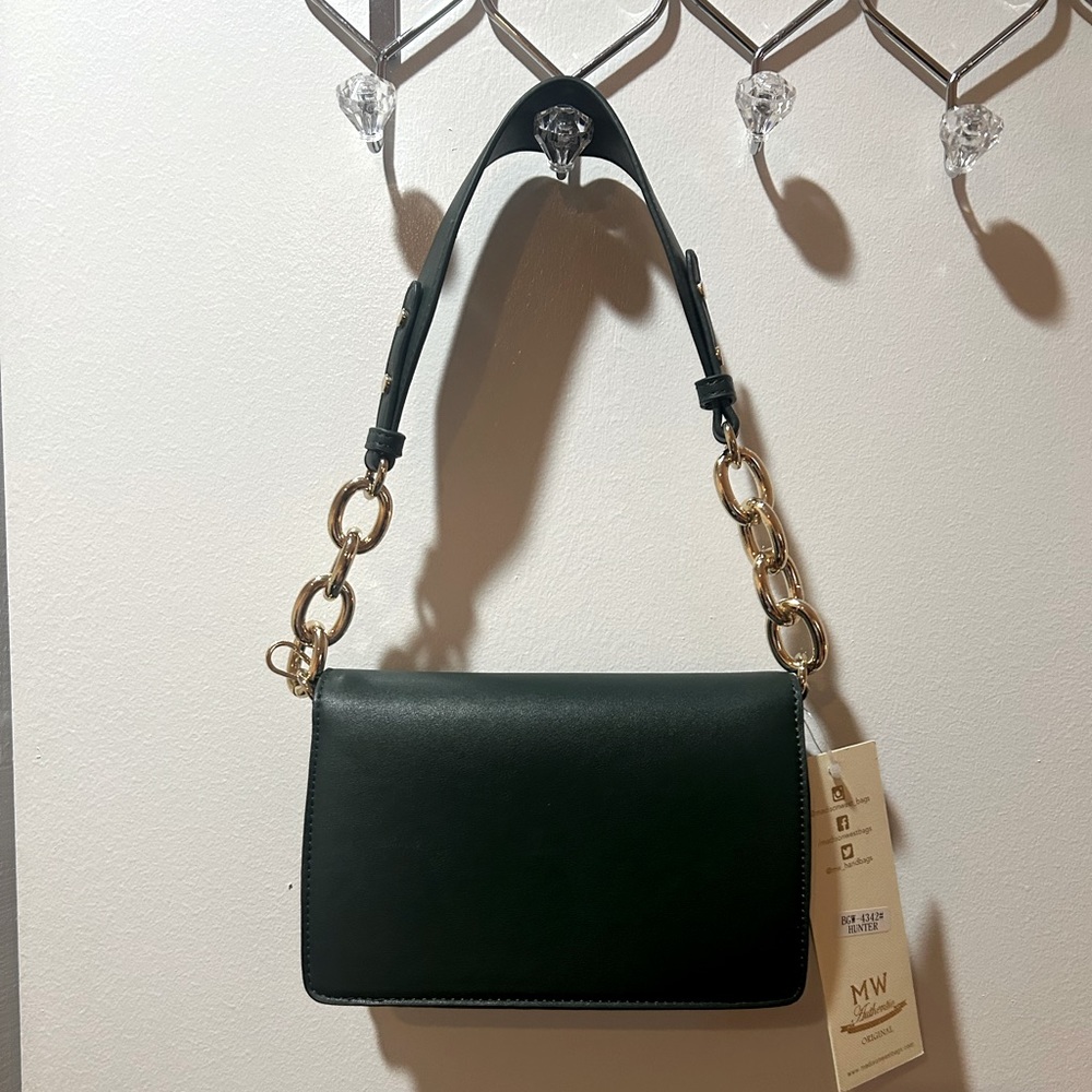 Madison West Green Vegan Leather Hand/Shoulder Bag